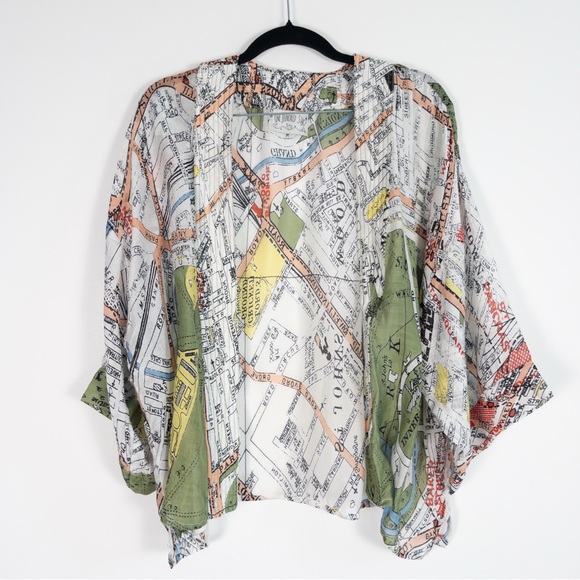 Anthropologie One Hundred Stars Lightweight London Map Kimono - Picture 2 of 9